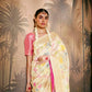Elegant White Saree with Multi-Color Floral Embroidery