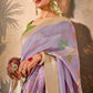 Royal Purple Silk Saree with Stunning Contrast Green Blouse