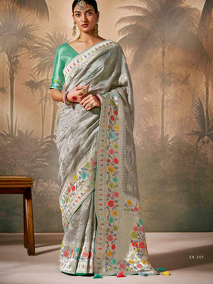 Elegant Grey Designer Saree