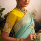 Elegant Green Silk Saree with Contrast Yellow Blouse