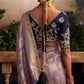 Elegant Lavender Viscose Dola Silk Saree with Contrast Blue Blouse Piece
