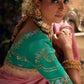 Elegant Pink Viscose Dola Silk Saree with Contrast Green Blouse Piece