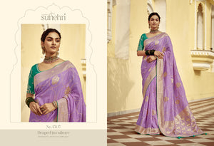 Lavender Banarasi Silk Saree with Zari Weaving