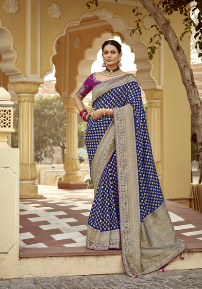 Royal Blue Banarasi Silk Saree with Zari Weaving