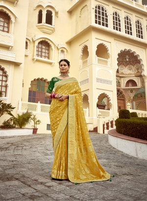 Timeless Elegance in Yellow Banarasi Saree