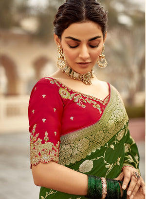 Regal Green Silk Saree – A Timeless Classic