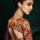 Elegant Brown Tissue Silk Saree with Crush Effect & Designer Printed Silk BlouseElegant Brown Tissue Silk Saree