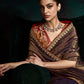Elegant Brown Tissue Silk Saree with Crush Effect & Designer Printed Silk BlouseElegant Brown Tissue Silk Saree