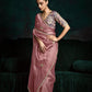 Graceful Pink Pure Tissue Silk Saree with Sequins & Thread Embroidered Butti Work