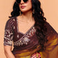 Meera Tissue Georgette Saree in Golden Brown