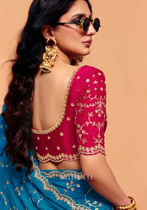 Aamani Natural Crepe Saree in Blue