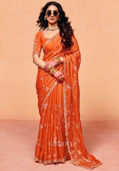 Sia Soft Organza Saree in Orange
