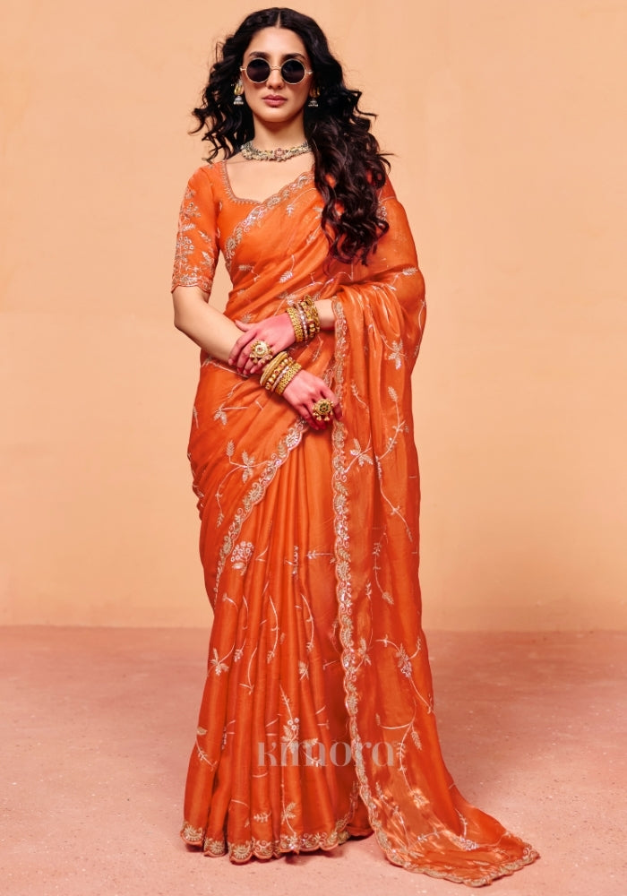 Sia Soft Organza Saree in Orange