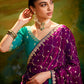 Maroon Designer Silk Saree with Sequin Work & Teal Blouse