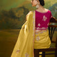 SUNSHINE ELEGANCE: YELLOW SILK SAREE WITH RED BLOUSE & COLORFUL EMBROIDERY