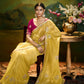 SUNSHINE ELEGANCE: YELLOW SILK SAREE WITH RED BLOUSE & COLORFUL EMBROIDERY