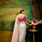 Off-White Organza Saree with Red Blouse