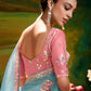 Aqua Blue Saree with Red Blouse