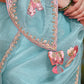Aqua Blue Saree with Red Blouse