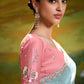 Aqua Blue Saree with Red Blouse