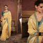 Yellow Banarasi Saree with Teal Green Embroidery