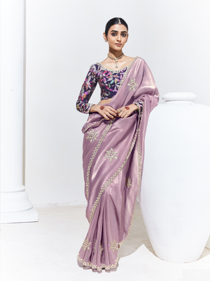 PINK SILK SAREE WITH EMBROIDERED BLOUSE – A PERFECT BLEND OF GRACE & ELEGANCE