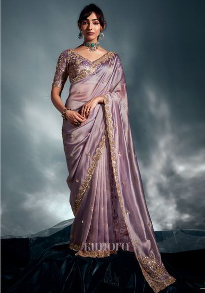 Suryamukhi Tissue Silk Saree In Pastel Purple