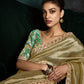 Designer Golden Fancy Saree with Thread Embroidery