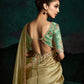 Designer Golden Fancy Saree with Thread Embroidery
