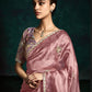 Graceful Pink Pure Tissue Silk Saree with Sequins & Thread Embroidered Butti Work