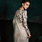 Elegant Double Shade Green & White Organza Saree with White Printed Silk Blouse