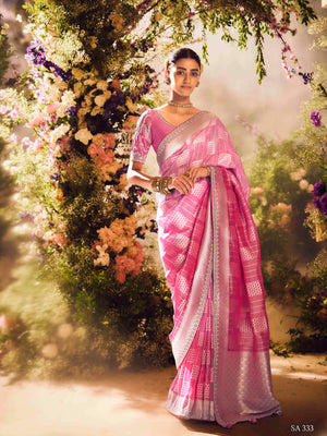 Pink Banarasi Silk Saree