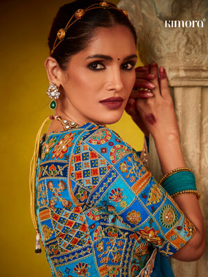 Regal Blue Saree With Intricately Embroidered Blouse