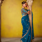 REGAL BLUE SAREE WITH INTRICATELY EMBROIDERED BLOUSE