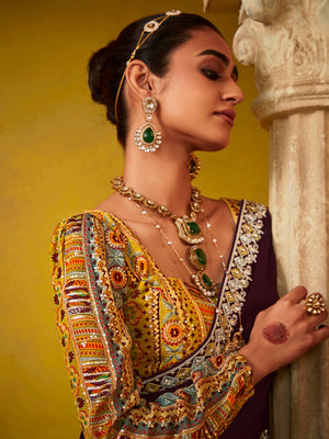 WINE ELEGANCE – EMBROIDERED SAREE WITH HERITAGE BLOUSE
