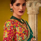 EMERALD GREEN SAREE WITH A VIBRANT FLORAL EMBROIDERED BLOUSE