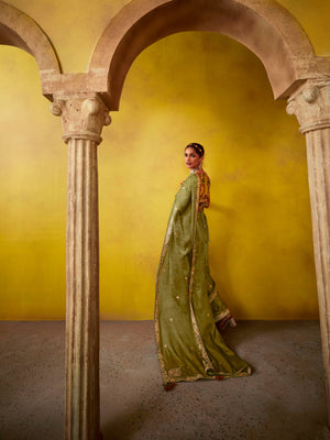 OLIVE GREEN SAREE : HERITAGE AND ELEGANCE
