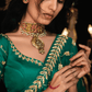 GRACE IN GOLD – GREEN SILK SAREE - Kimora.in