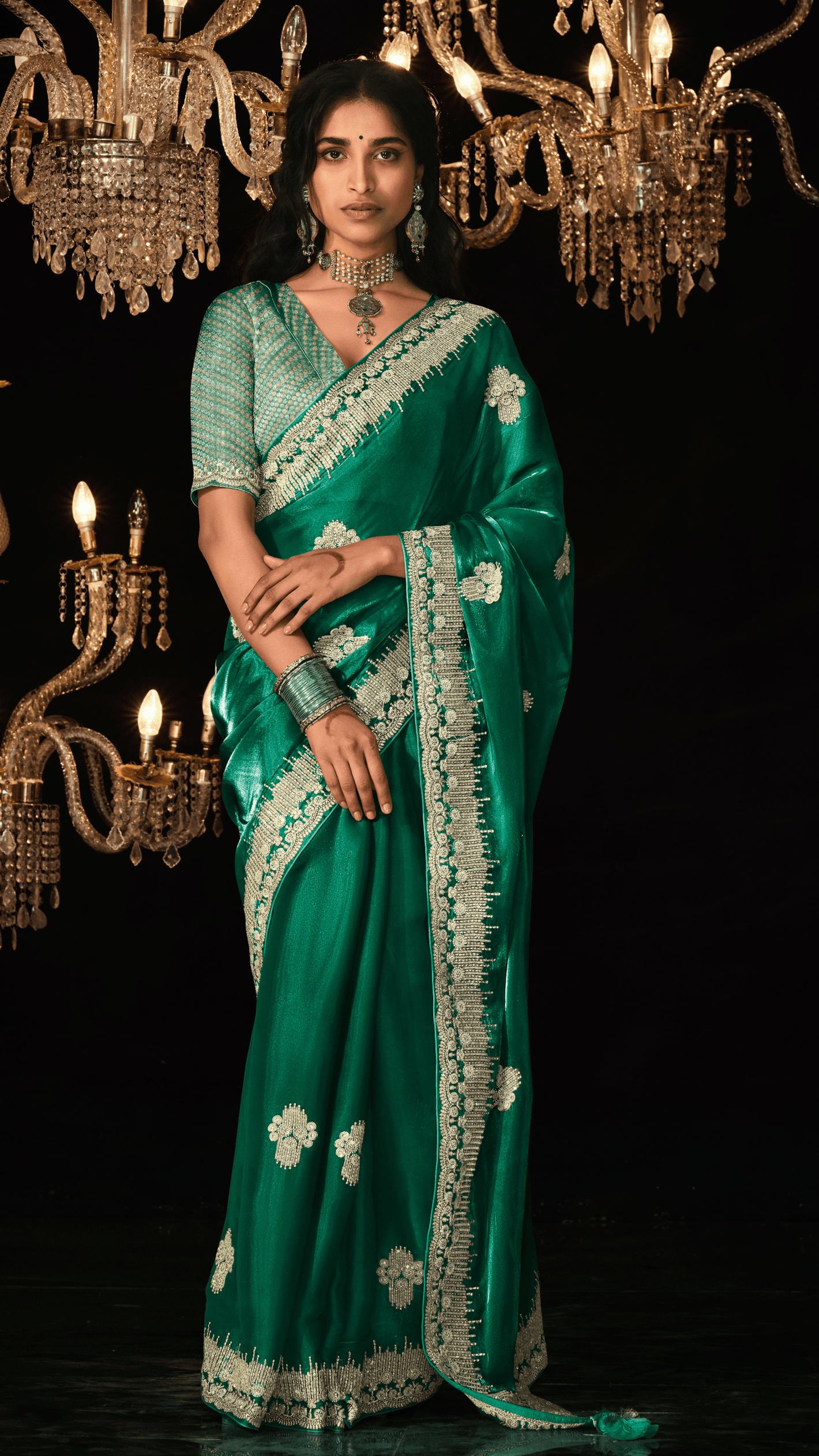 EMERALD AURA – GREEN KANJIVARAM SILK SAREE - Kimora.in