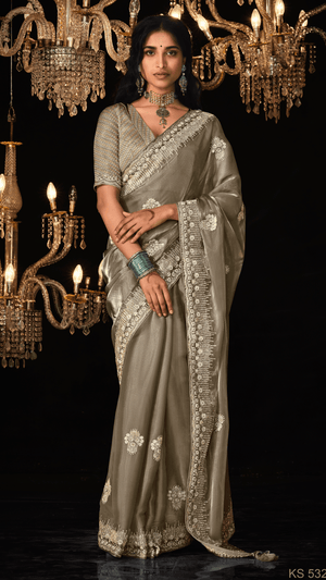 OLIVE GREEN KANJIVARAM SILK SAREE - Kimora.in