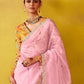 Graceful Pink Saree with Intricate Floral Embroidered Blouse