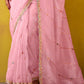 Graceful Pink Saree with Intricate Floral Embroidered Blouse
