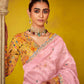 Graceful Pink Saree with Intricate Floral Embroidered Blouse