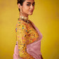 Graceful Pink Saree with Intricate Floral Embroidered Blouse