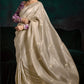 BEIGE DESIGNER ORGANZA SAREE– A STATEMENT OF SUBTLE SOPHISTICATION