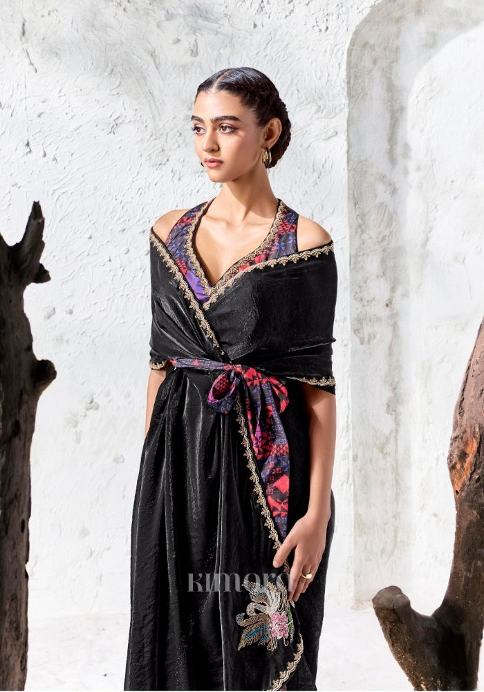 black silk saree for festive occasions