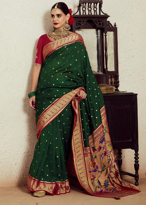 GREEN BRASSO DESIGNER SOFT SILK SAREE