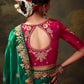 EMERALD GREEN DESIGNER ORGANZA SILK SAREE - Kimora.in
