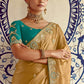 GOLDEN DESIGNER SILK SAREE WITH RICH ZARI EMBROIDERY - Kimora.in