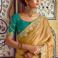 GOLDEN DESIGNER SILK SAREE WITH RICH ZARI EMBROIDERY - Kimora.in